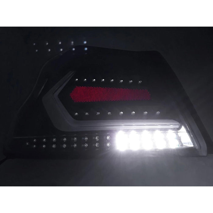 LED Tail Lights with Sequential Indicator (White Bar / Matte Black Housing) – For Subaru WRX / STI (2015–2021)