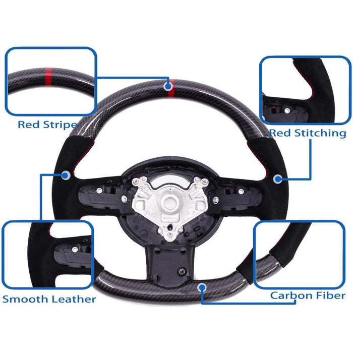 Custom Carbon Fiber Steering Wheel with Red Stripe for Mini Cooper R50 / R52 / R53 (2002–2008)