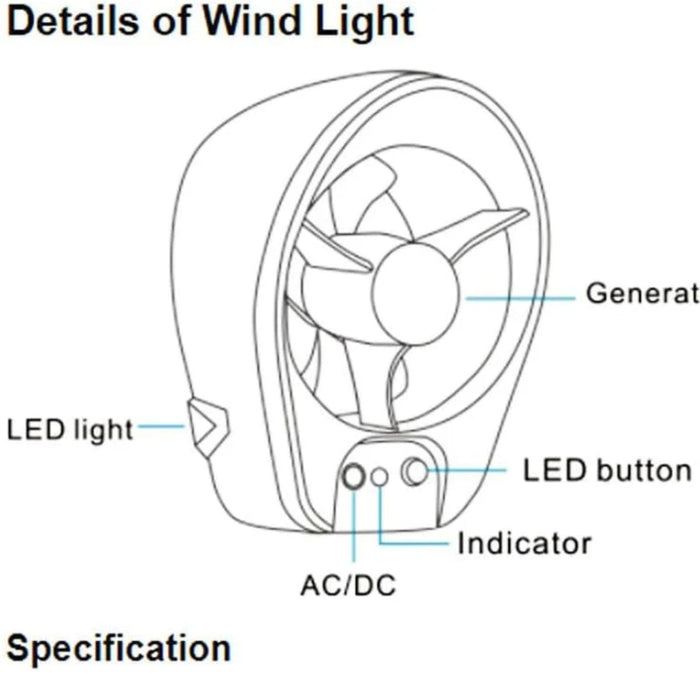 Wind-Powered Bicycle LED Light – Eco Green Energy Flashlight (USB Rechargeable, White LED)