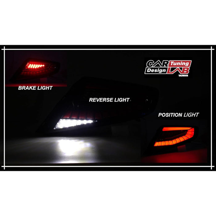 LED Tail Lights with Sequential Indicator & Startup Animation (Red Bar / Black Housing) – For Subaru WRX VB (2022–Up)