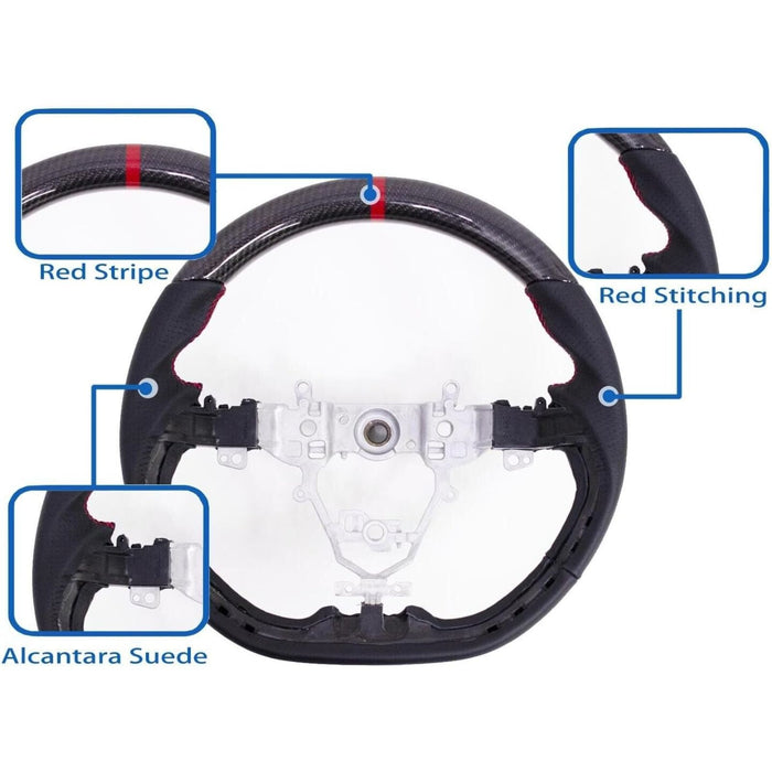 Carbon Fiber Perforated Leather Steering Wheel Red Stitching for Suzuki Swift Sport ZC33S 2017–2023