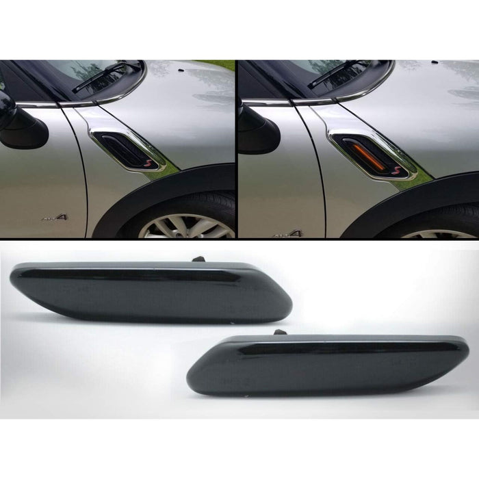 Black Lens LED Side Marker Signal Lights Compatible With Mini Cooper Countryman R60 / Paceman R61 (2010–2016)