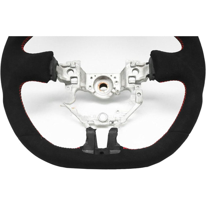 Suede Steering Wheel Compatible With 2012-2016 Subaru BRZ Scion FR-S GT86 Mk1 – Alcantara Red Stitching & Red Stripe
