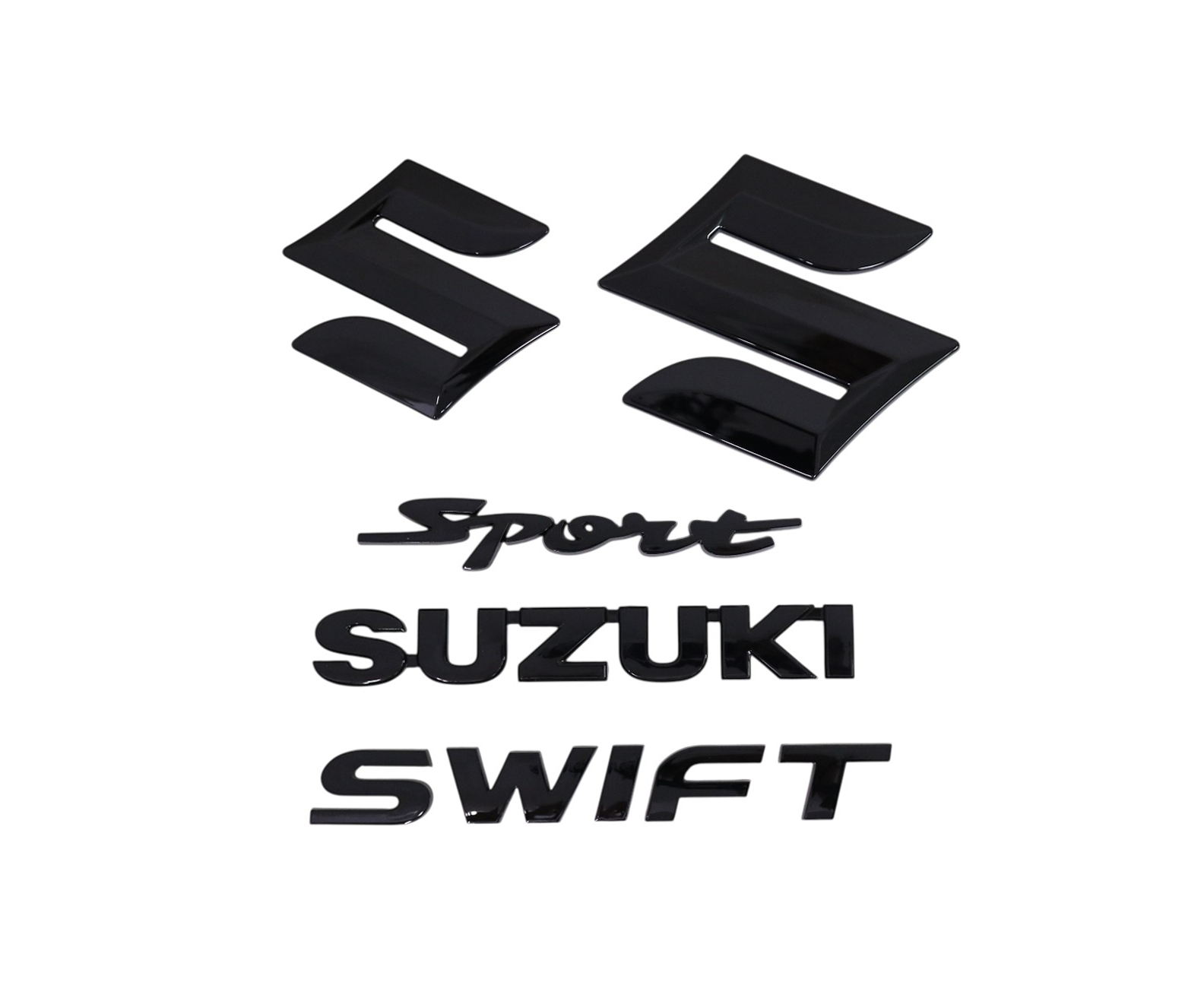 Glossy Black Front + Rear Sport Emblems Badges Full Set for Suzuki Swift Sport ZC33S