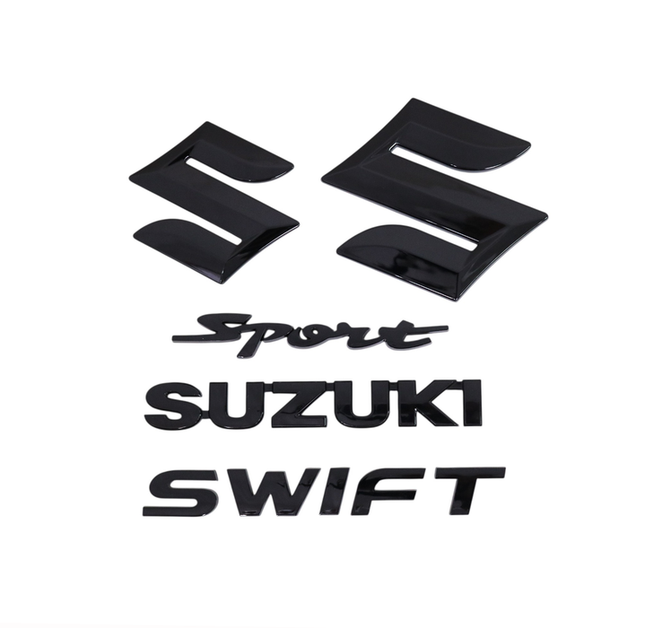 Glossy Black Front + Rear Sport Emblems Badges Full Set for Suzuki Swift Sport ZC33S
