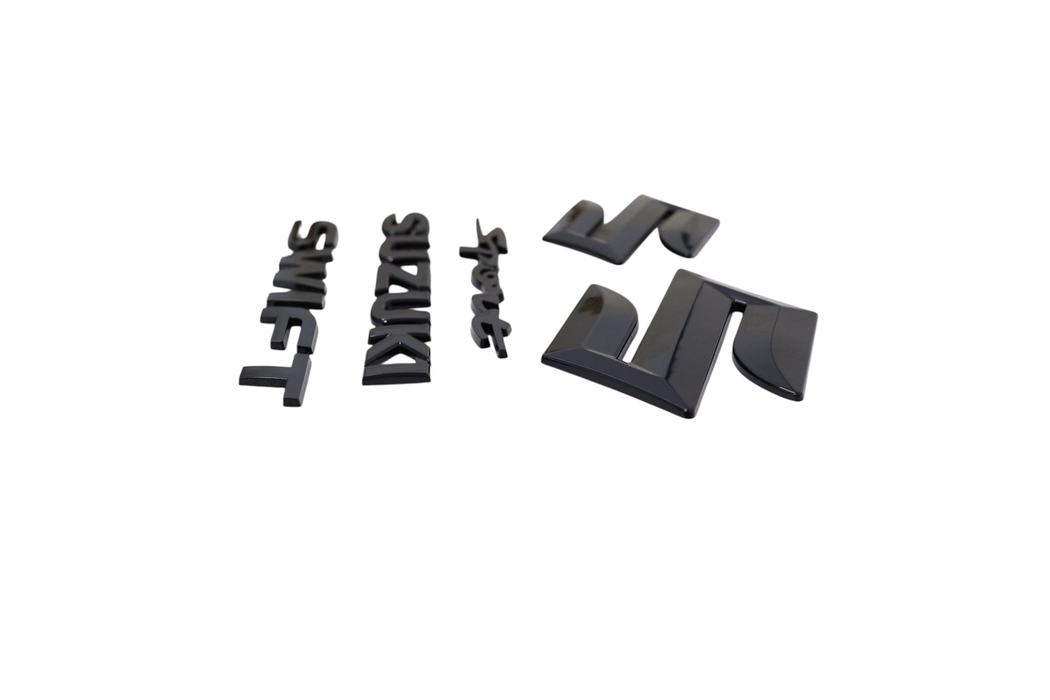 Glossy Black Front + Rear Sport Emblems Badges Full Set for Suzuki Swift Sport ZC33S