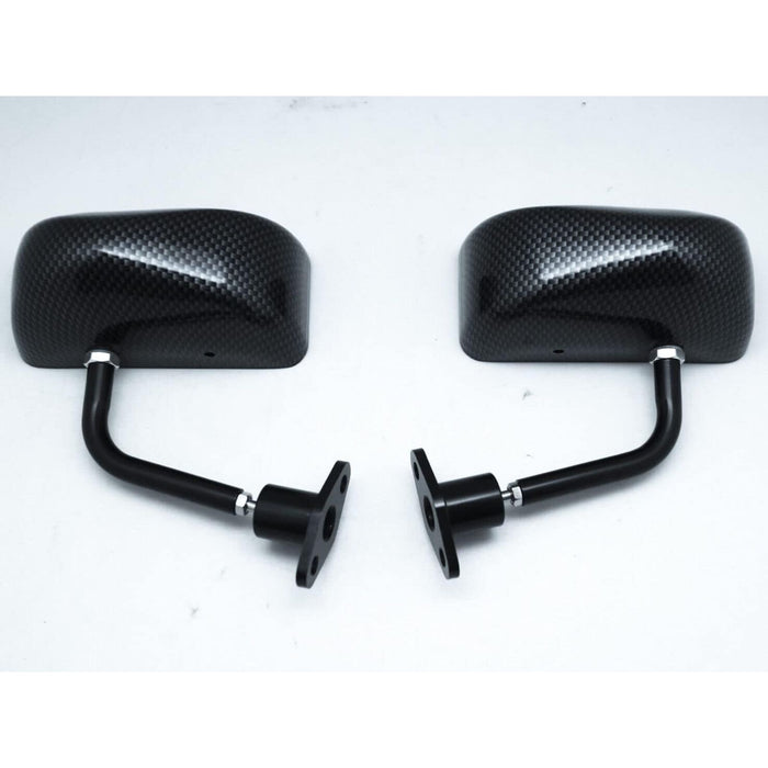 Carbon Look F1 Style Race Mirrors (Universal Fit, Pair RH+LH)