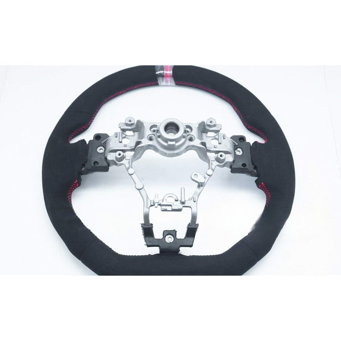 D-Shape Alcantara Steering Wheel With Red Stripe Compatible With Subaru WRX / STI (2015–2020)