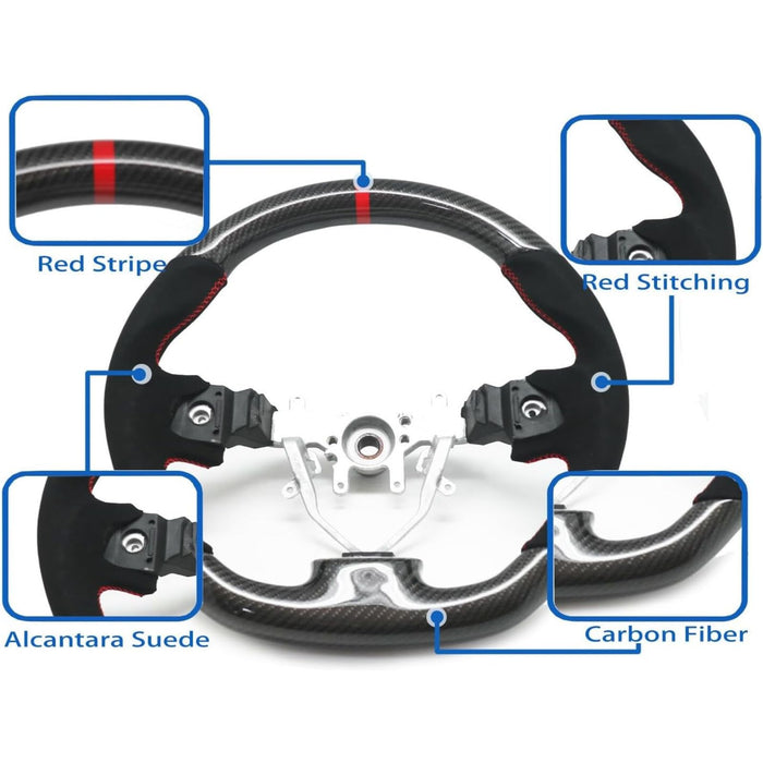 Steering Wheel – Carbon Alcantara Red Stripe For Subaru WRX/STI GR (2008–2014)