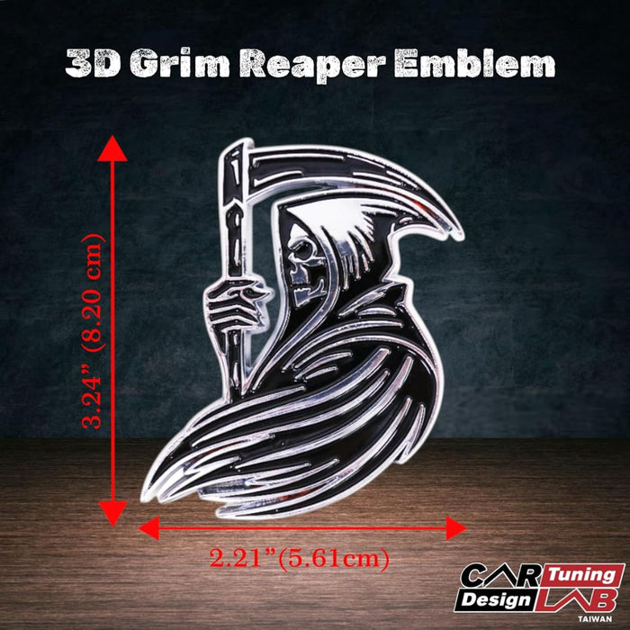 Grim Skull Zinc Alloy Car Emblem Pair – 3D Metal Badge Left & Right Set, Gothic Biker Style