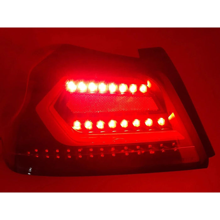 LED Tail Lights with Sequential Indicator (White Bar / Matte Black Housing) – For Subaru WRX / STI (2015–2021)