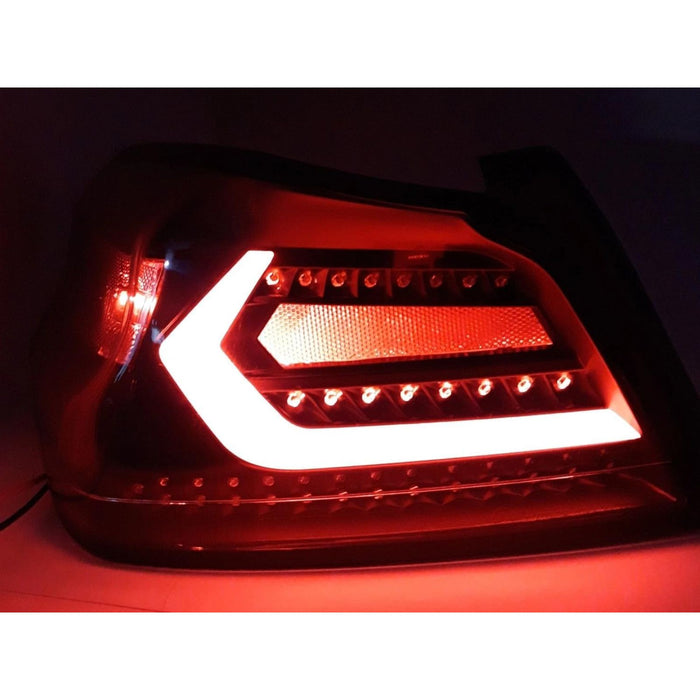 LED Tail Lights with Sequential Indicator (Red Bar / Black Housing) – For Subaru WRX / STI (2015–2021)