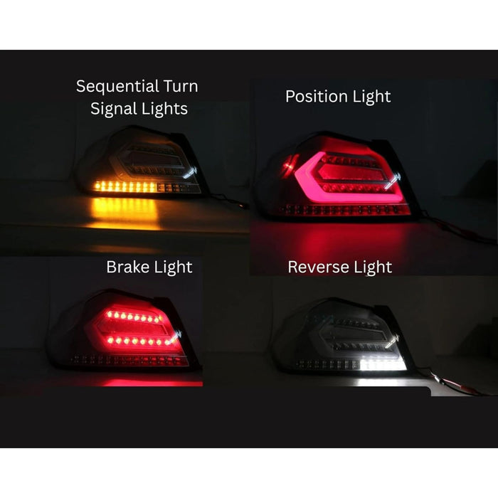 LED Tail Lights with Sequential Indicator – Clear Lens White Bar for Subaru WRX STI (2015–2021)