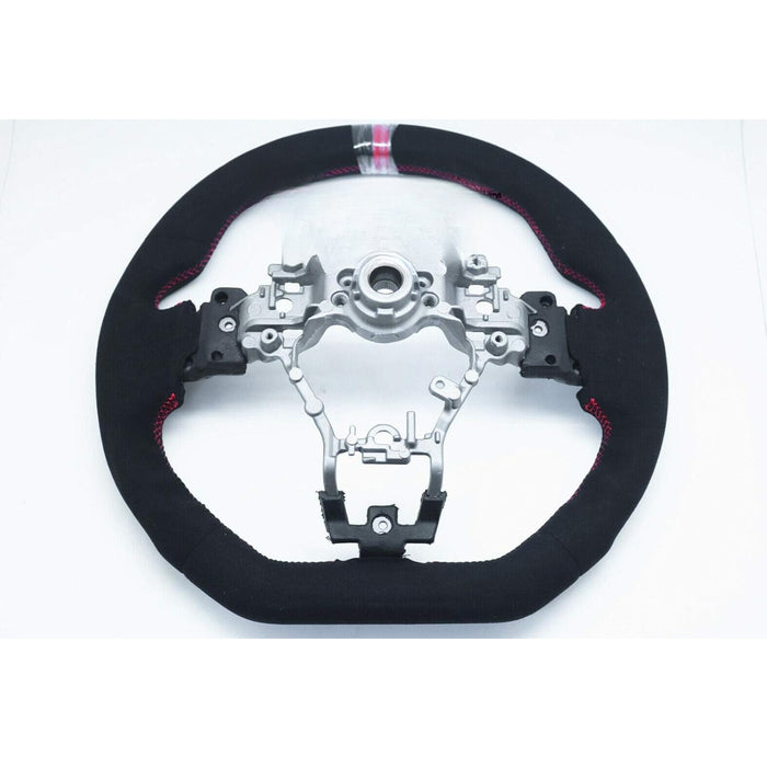 D-Shape Alcantara Steering Wheel With Red Stripe Compatible With Subaru WRX / STI (2015–2020)