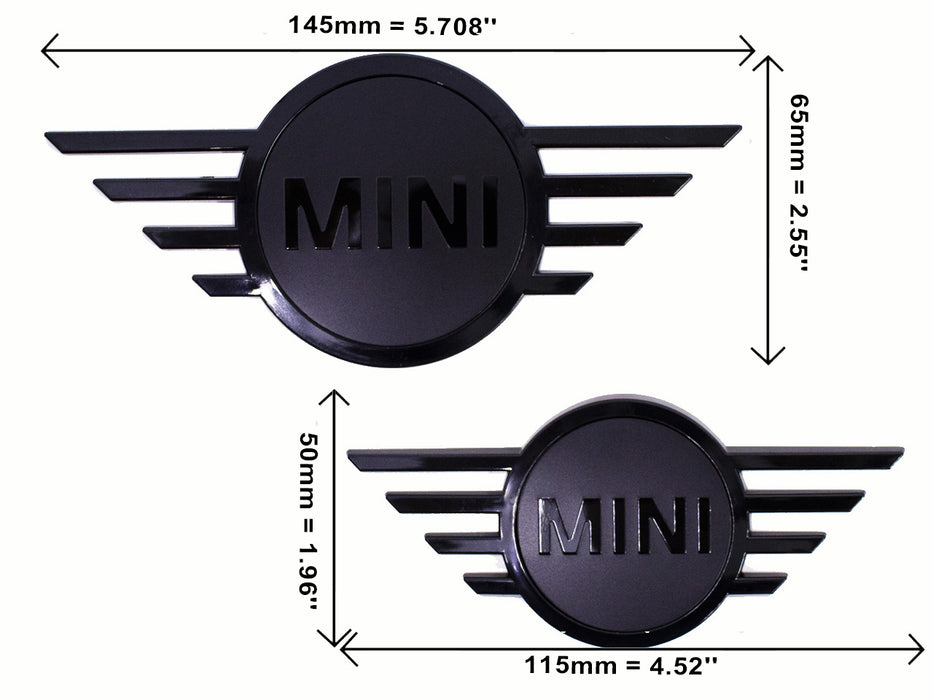 New Style Gloss Black Front & Rear Emblem Badge For 2014-2023 Mini Cooper F55 F56 F57 Mk3 - Black Replacement