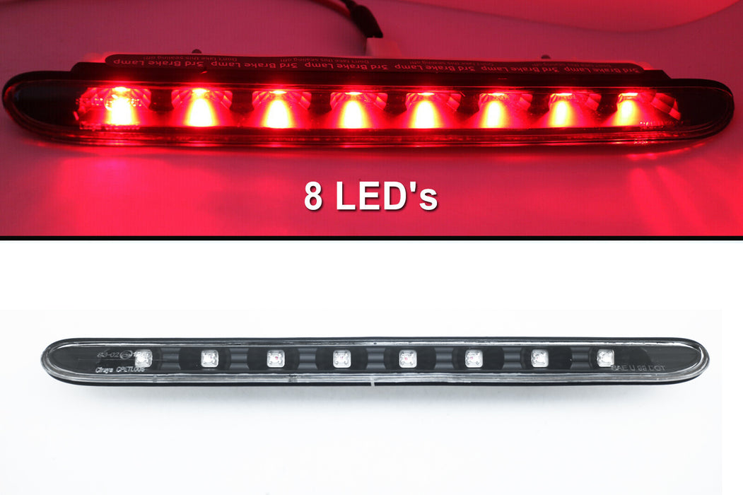 (1) Red LED/Black Lens 3rd Third Brake Light Stop Lam For 01-08 Peugeot 206cc