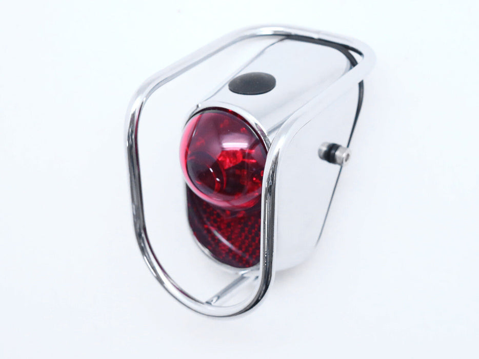 Bicycle Rear LED Tail Lights - Chrome Old School Vintage Classic Tour W/Battery
