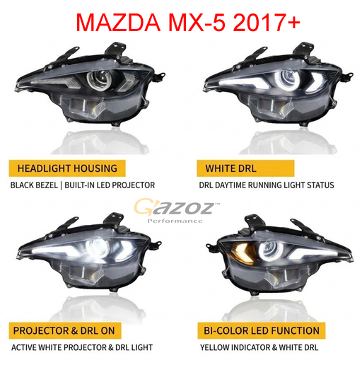 Fully LED Projector Headlights For Mazda MX-5 Miata 2017+ AFS DRL Daytime Running Light