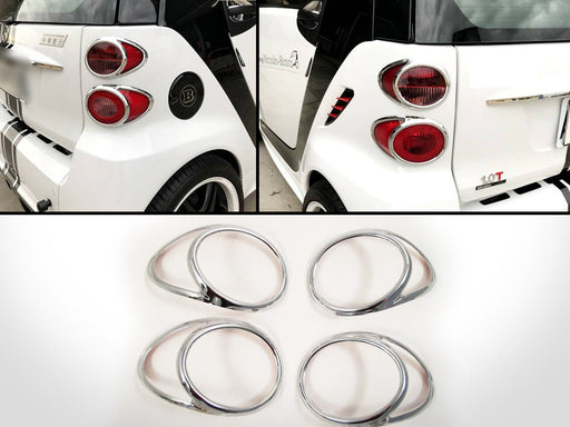 Chrome Rear Tail light Lamps Surround Frame Rims Covers Fits Smart Fortwo 451