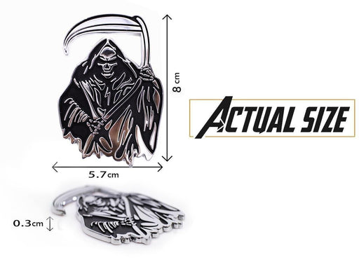 3D Grim Reaper Metal Emblem Auto Flat Surface - Chrome Car Decals Skull Emblem