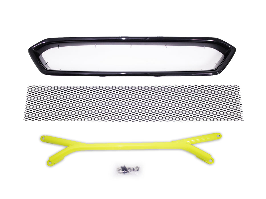 Front Mesh Grille Aluminum Front Brace Bar For 2018-2021 Subaru WRX STI Yellow Painting