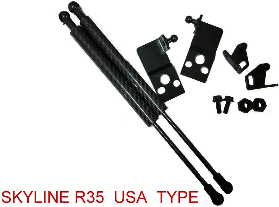 Carbon Strut Gas Lift Hood Shock Damper Kit for Nissan GT-R GTR R35 Skyline USA Type