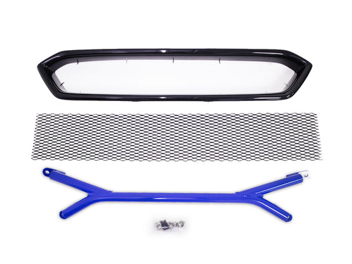 Front Mesh Grille Aluminum Front Brace Bar For 2018-2021 Subaru WRX STI Blue