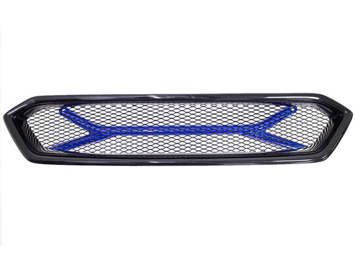 Front Mesh Grille Aluminum Front Brace Bar For 2018-2021 Subaru WRX STI Blue