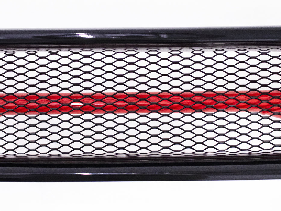 Front Mesh Grille + Aluminum Front Brace Bar For 2018-2021 Subaru WRX STI VA Red