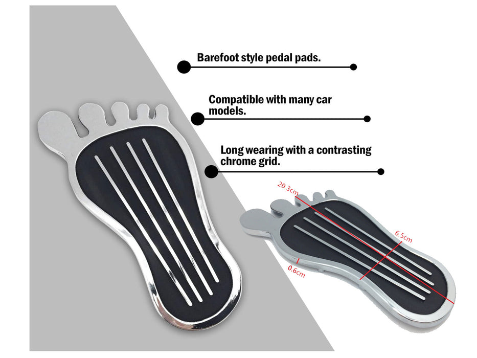 Pedal Pad-Style Cover - No Drilling Anti-Slip Aluminum Brake and Accelerator Pedal Covers - Hot Rod Rat Chrome Custom Gas Pedal Pad Cover Accessories