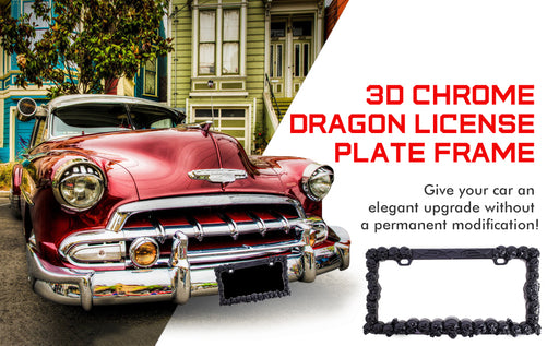 3D Custom Chrome Metal Aluminum Skull License Plate Frame USA Type Black